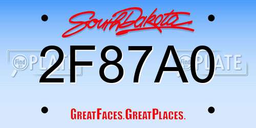 2F87A0 South Dakota License Plate
