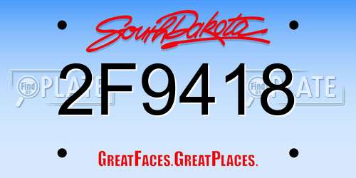 2F9418 South Dakota License Plate