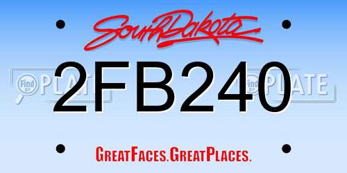 2FB240 South Dakota License Plate