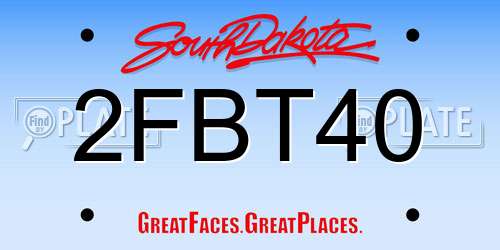 2FBT40 South Dakota License Plate