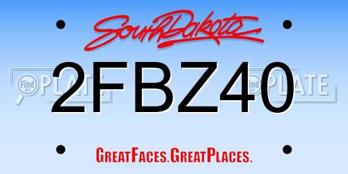 2FBZ40 South Dakota License Plate