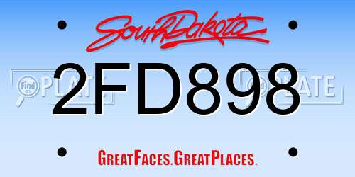2FD898 South Dakota License Plate