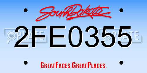 2FE0355 South Dakota License Plate