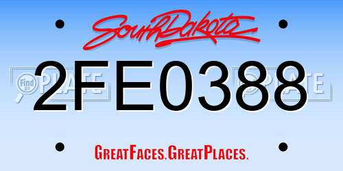 2FE0388 South Dakota License Plate
