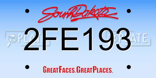 2FE193 South Dakota License Plate