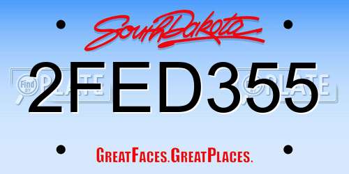 2FED355 South Dakota License Plate