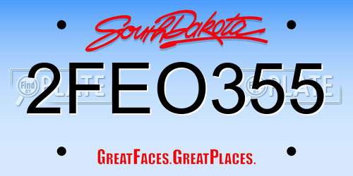 2FEO355 South Dakota License Plate