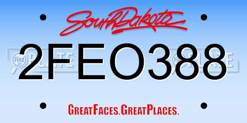 2FEO388 South Dakota License Plate