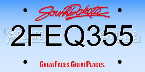 2FEQ355 South Dakota License Plate