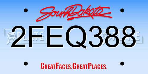 2FEQ388 South Dakota License Plate