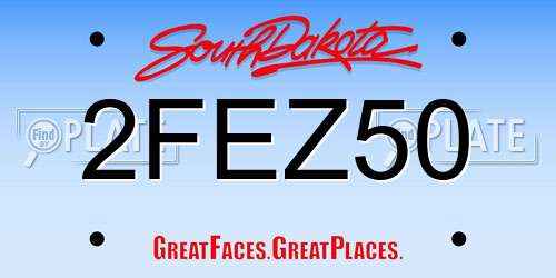 2FEZ50 South Dakota License Plate
