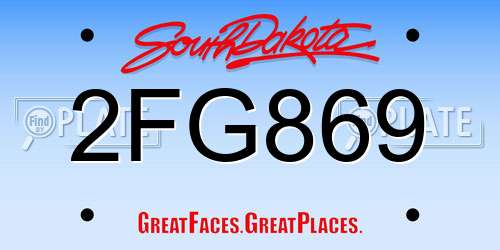 2FG869 South Dakota License Plate