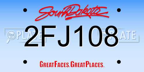2FJ108 South Dakota License Plate