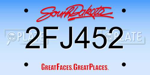 2FJ452 South Dakota License Plate