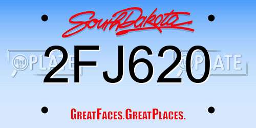 2FJ620 South Dakota License Plate
