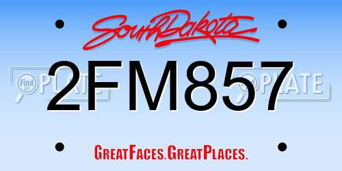 2FM857 South Dakota License Plate