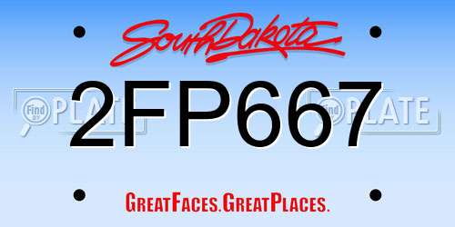 2FP667 South Dakota License Plate