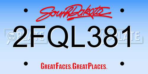 2FQL381 South Dakota License Plate
