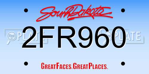 2FR960 South Dakota License Plate