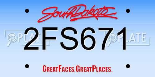 2FS671 South Dakota License Plate