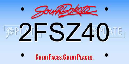 2FSZ40 South Dakota License Plate