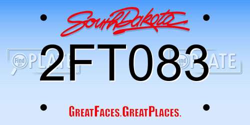 2FT083 South Dakota License Plate