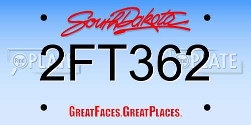 2FT362 South Dakota License Plate