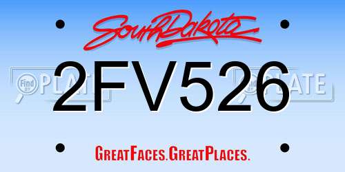 2FV526 South Dakota License Plate