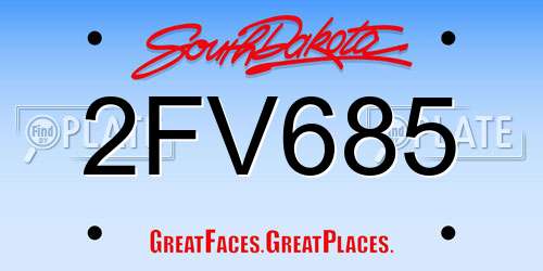 2FV685 South Dakota License Plate