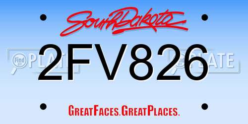 2FV826 South Dakota License Plate