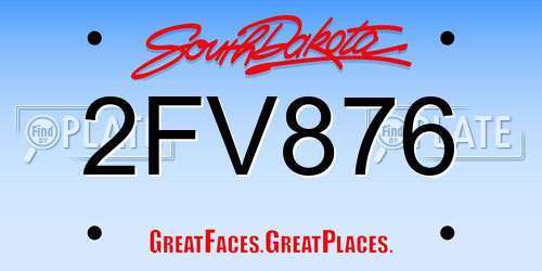 2FV876 South Dakota License Plate