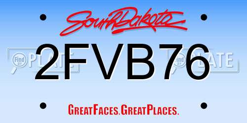 2FVB76 South Dakota License Plate