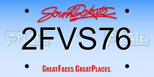 2FVS76 South Dakota License Plate