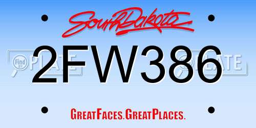 2FW386 South Dakota License Plate