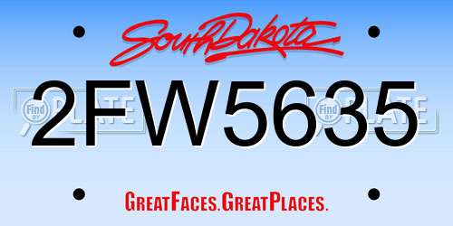 2FW5635 South Dakota License Plate
