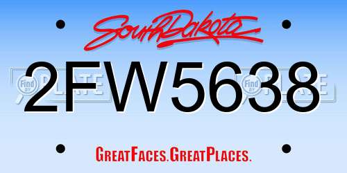 2FW5638 South Dakota License Plate