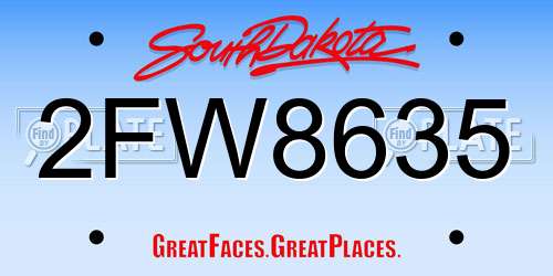 2FW8635 South Dakota License Plate