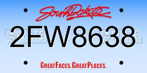 2FW8638 South Dakota License Plate