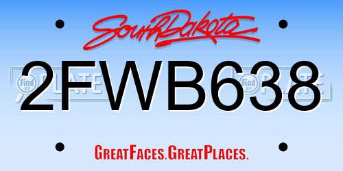 2FWB638 South Dakota License Plate