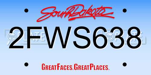 2FWS638 South Dakota License Plate