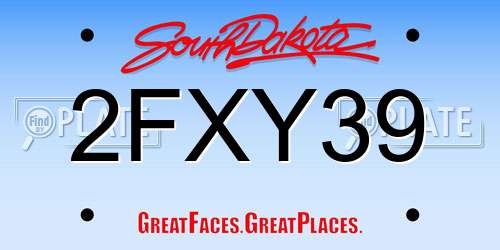 2FXY39 South Dakota License Plate