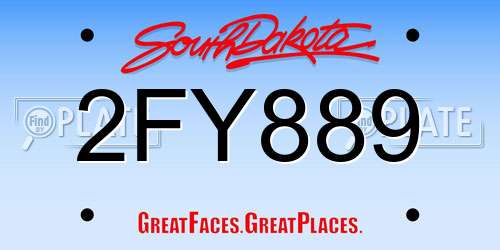 2FY889 South Dakota License Plate