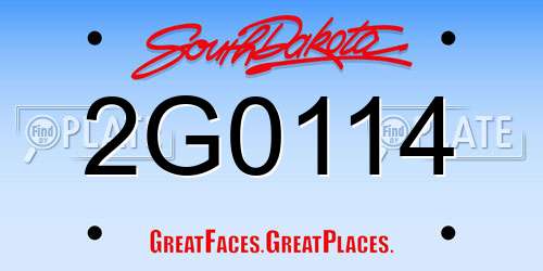 2G0114 South Dakota License Plate