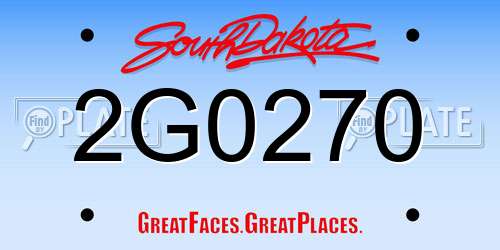 2G0270 South Dakota License Plate
