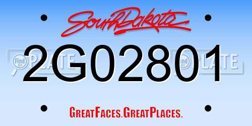 2G02801 South Dakota License Plate