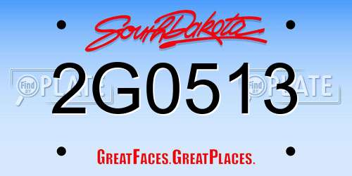 2G0513 South Dakota License Plate