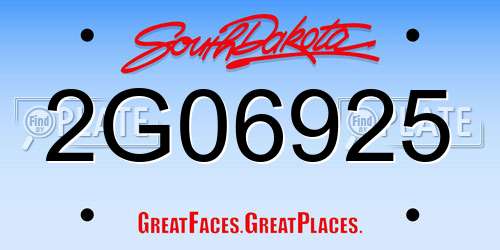 2G06925 South Dakota License Plate