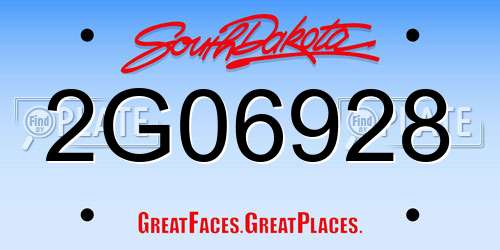 2G06928 South Dakota License Plate