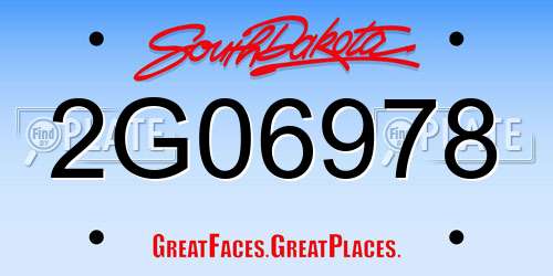 2G06978 South Dakota License Plate