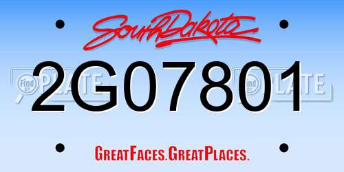 2G07801 South Dakota License Plate